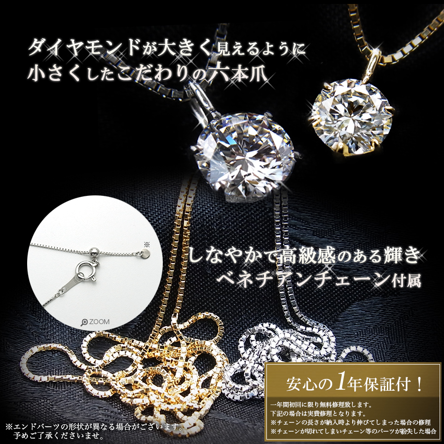 鑑定書 ダイヤモンド(VS) ネックレス 18金 ペンダント メンズ